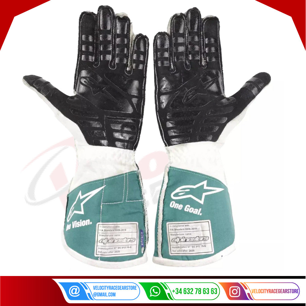 2021 Lance Stroll Aston Martin F1 Racing Gloves - Velocity Racegear-2021 Lance Stroll Aston Martin F1 Racing Gloves - Velocity Racegear-F1 Gloves