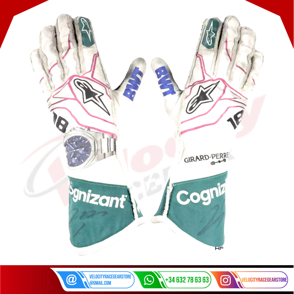 2021 Lance Stroll Aston Martin F1 Racing Gloves - Velocity Racegear-2021 Lance Stroll Aston Martin F1 Racing Gloves - Velocity Racegear-F1 Gloves