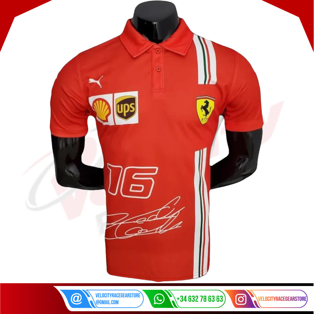2022 Ferrari Charles Leclerc F1 Polo Shirt - Velocity Racegear-2022 Ferrari Charles Leclerc F1 Polo Shirt - Velocity Racegear-F1 Polo Shirts