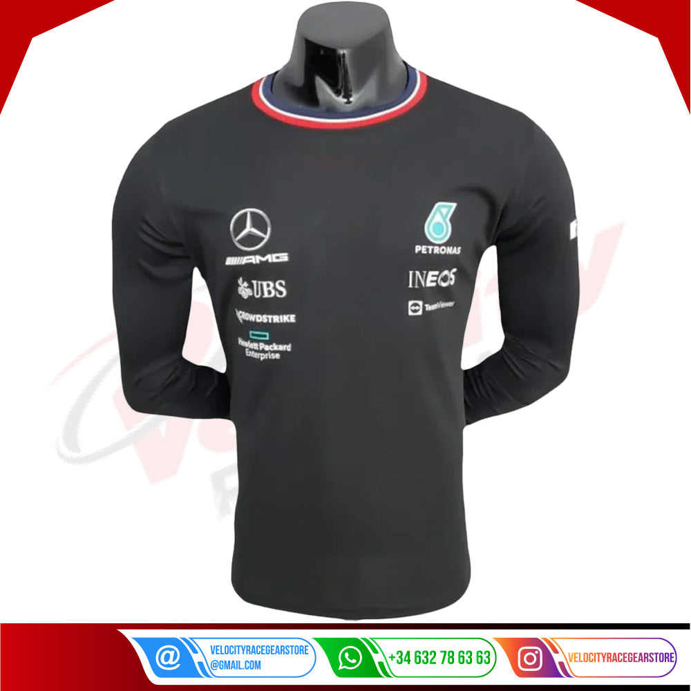 2022 Mercedes F1 Long Sleeve T-Shirt - Velocity Racegear-2022 Mercedes F1 Long Sleeve T-Shirt - Velocity Racegear-F1 Polo Shirts