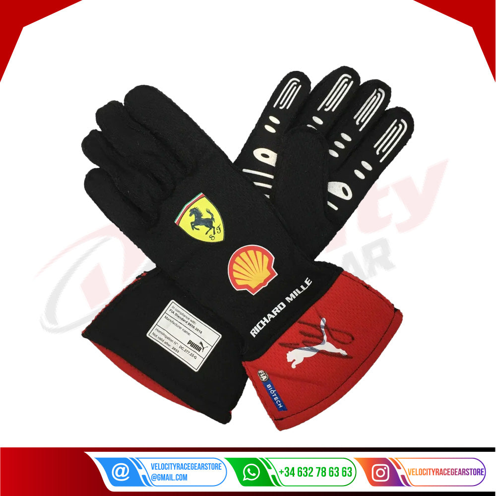 2023 Carlos Sainz Ferrari F1 Race Gloves - Velocity Racegear-2023 Carlos Sainz Ferrari F1 Race Gloves - Velocity Racegear-F1 Gloves