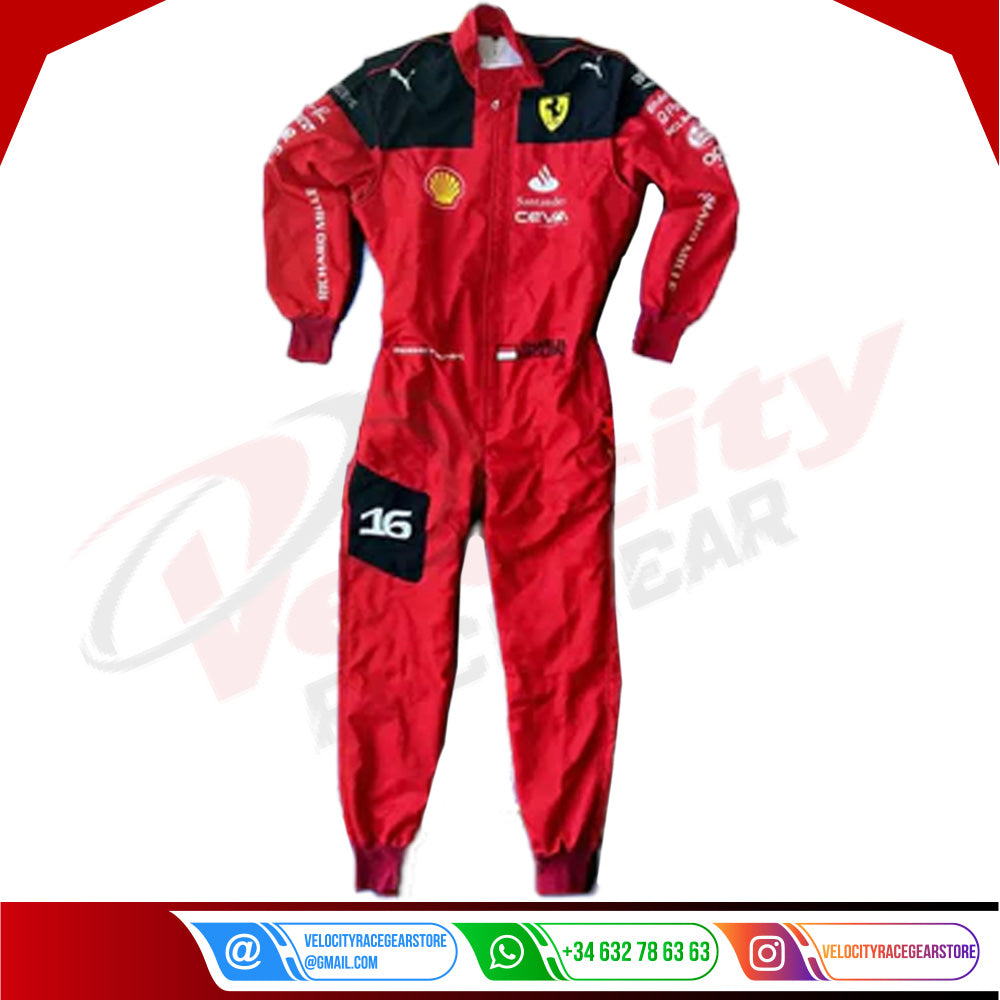 2023 Charles Leclerc Ferrari F1 Embroidered Racing Suit - Velocity Racegear-2023 Charles Leclerc Ferrari F1 Embroidered Racing Suit - Velocity Racegear-F1 Racing Suit