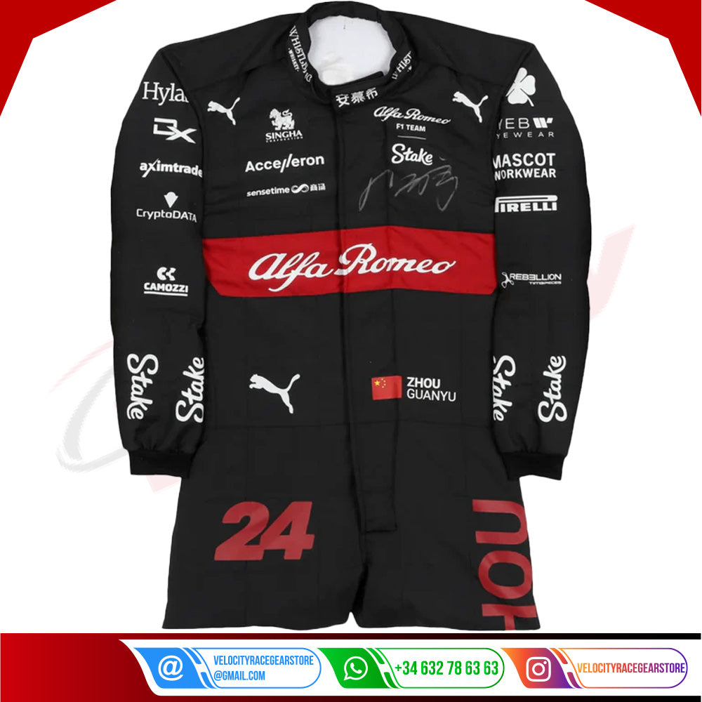 2023 Zhou Guanyu Alfa Romeo F1 Team Stake Replica Race Suit - Velocity Racegear-2023 Zhou Guanyu Alfa Romeo F1 Team Stake Replica Race Suit - Velocity Racegear-F1 Racing Suits
