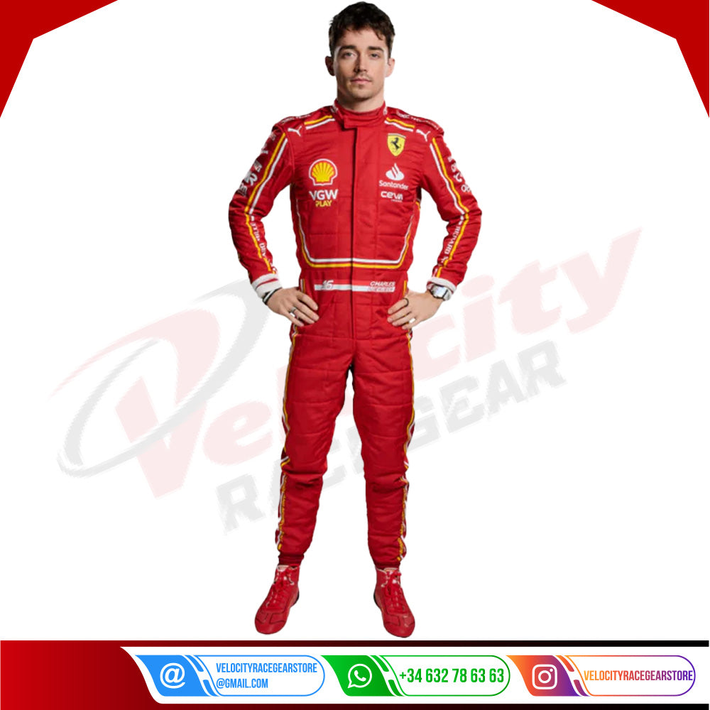 2024 Charles Leclerc Scuderia Ferrari Race suit New - Velocity Racegear-2024 Charles Leclerc Scuderia Ferrari Race suit New KIDS - Velocity Racegear-F1 Racing Suits