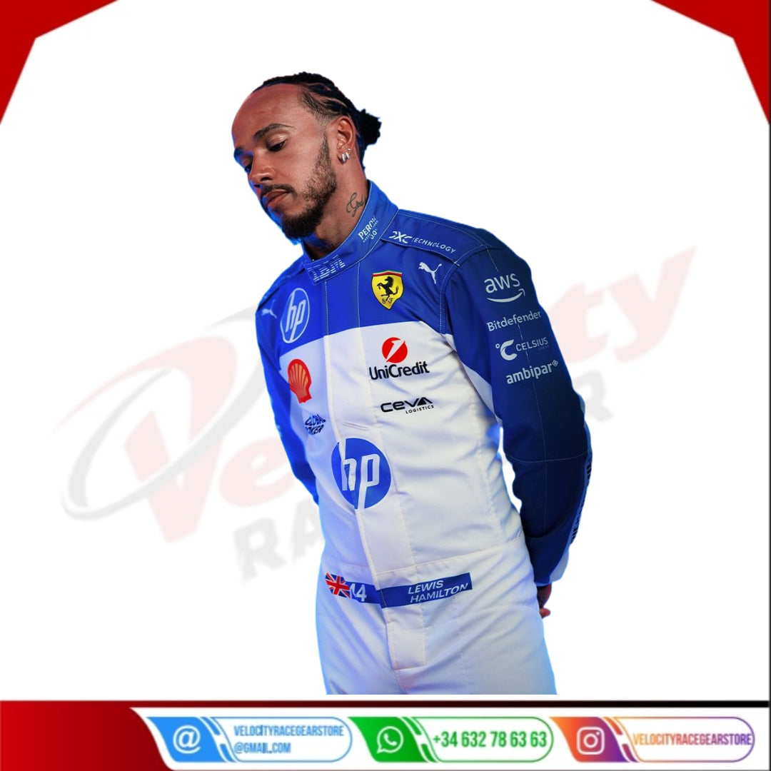 New 2025 Lewis Hamilton F1 Scuderia Ferrari Miami GP Race Suit