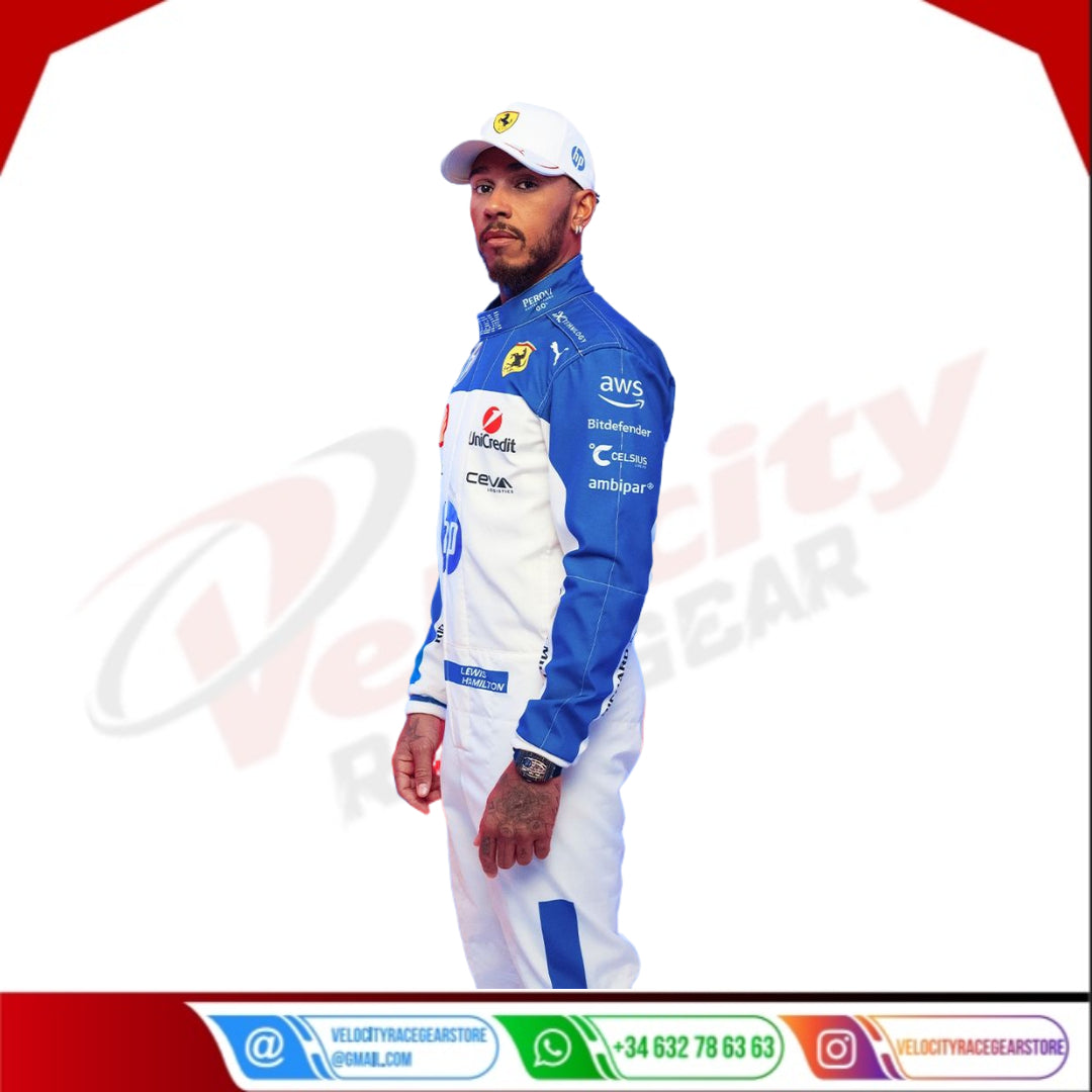 New 2025 Lewis Hamilton F1 Scuderia Ferrari Miami GP Race Suit