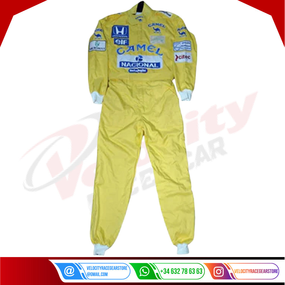 AYRTON SENNA SIGNED LOTUS 1987 F1 REPLICA Race SUIT - Velocity Racegear-AYRTON SENNA SIGNED LOTUS 1987 F1 REPLICA Race SUIT - Velocity Racegear-F1 Racing Suit