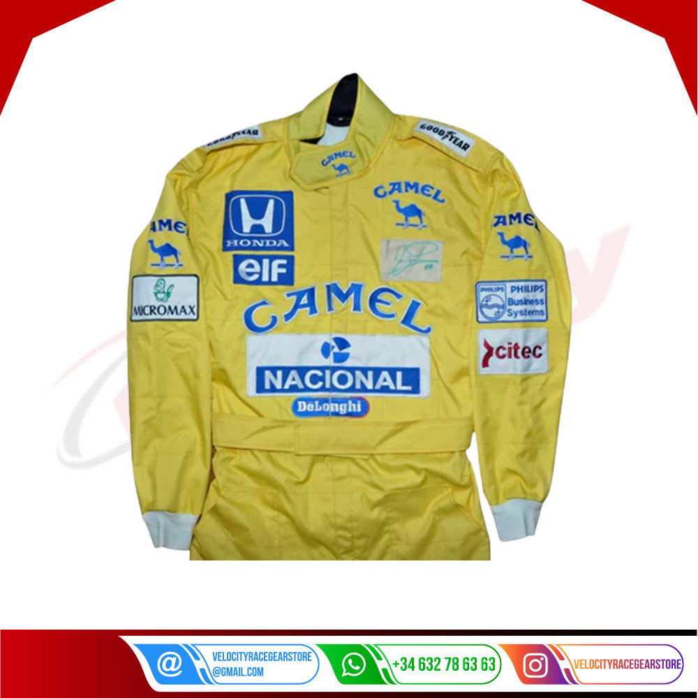 AYRTON SENNA SIGNED LOTUS 1987 F1 REPLICA Race SUIT - Velocity Racegear-AYRTON SENNA SIGNED LOTUS 1987 F1 REPLICA Race SUIT - Velocity Racegear-F1 Racing Suit