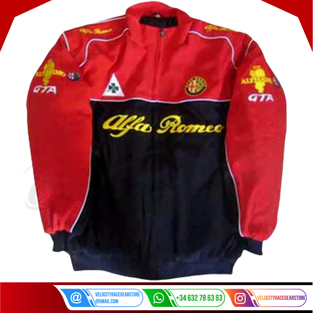 Alfa Romeo Vintage F1 Embroidered Racing Jacket - Velocity Racegear-Alfa Romeo Vintage F1 Embroidered Racing Jacket - Velocity Racegear-F1 jacket