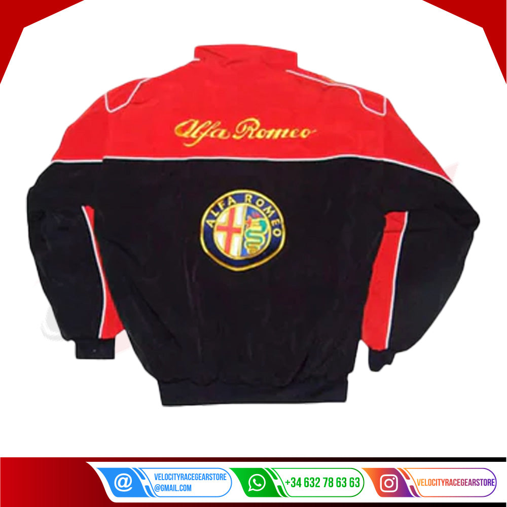 Alfa Romeo Vintage F1 Embroidered Racing Jacket - Velocity Racegear-Alfa Romeo Vintage F1 Embroidered Racing Jacket - Velocity Racegear-F1 jacket