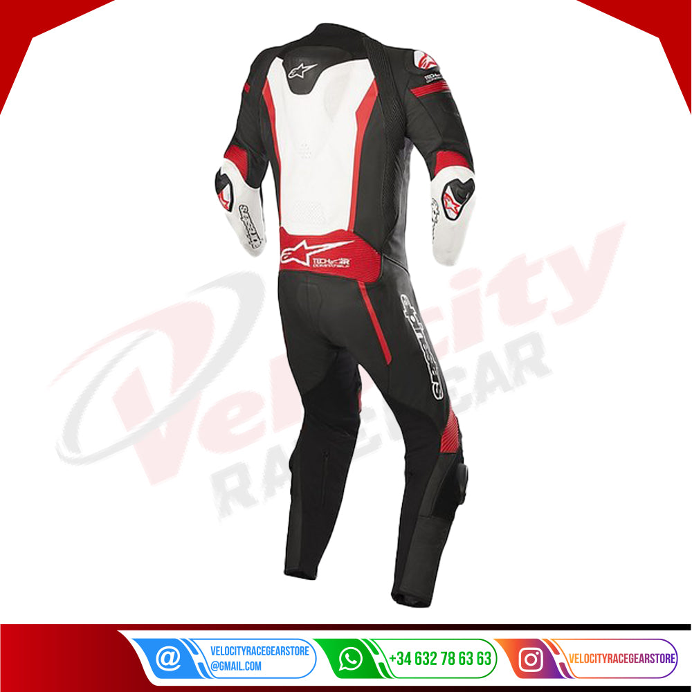 Alpinestars White Leather Tech-Air Missile Suit White Red - Velocity Racegear-null