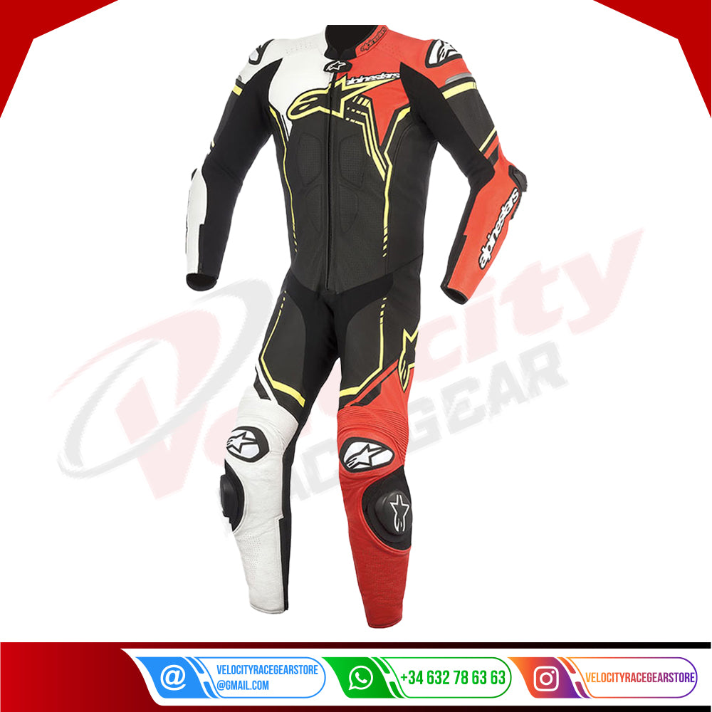 Alpinestars Men's GP Plus v2 Leather Motorcycle Riding Suit, Black White Red Yellow, 56