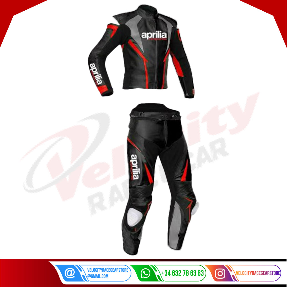 Aprilia 2 piece Motorbike Racing Leather Suit- CE Approved Motorbike Riding Suit With Protective Armours - Velocity Racegear-null