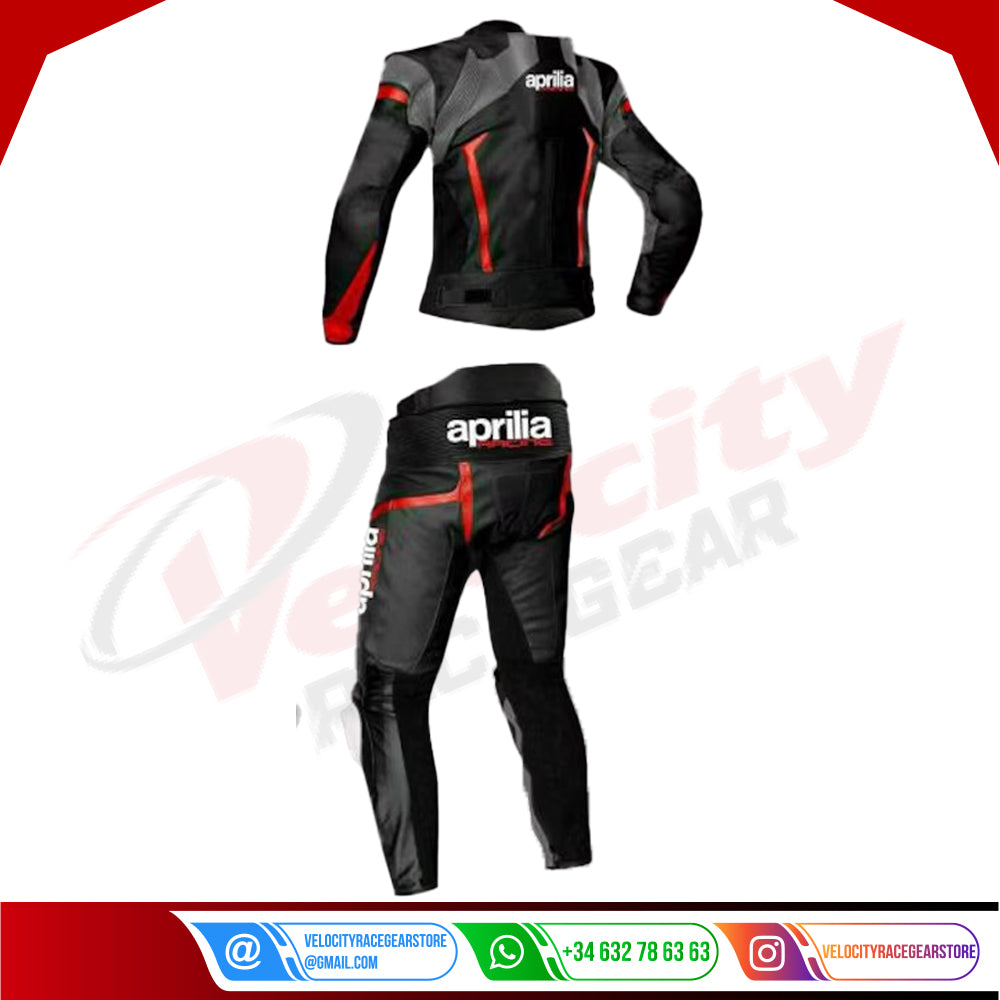 Aprilia 2 piece Motorbike Racing Leather Suit- CE Approved Motorbike Riding Suit With Protective Armours - Velocity Racegear-null