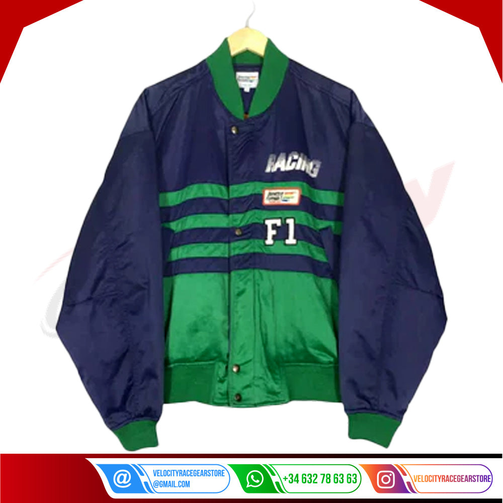 Benetton Vintage Formula 1 Team Embroidered Racing Jacket - Velocity Racegear-Benetton Vintage Formula 1 Team Embroidered Racing Jacket - Velocity Racegear-F1 jacket