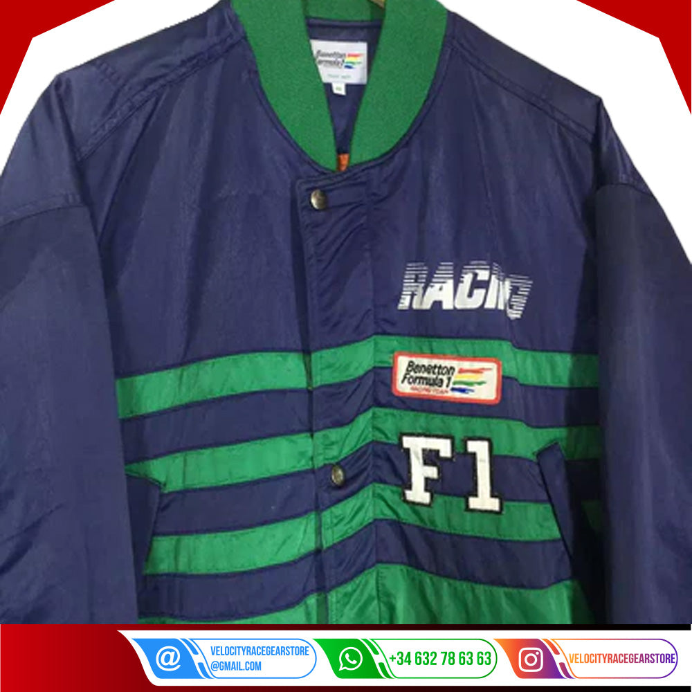 Benetton Vintage Formula 1 Team Embroidered Racing Jacket - Velocity Racegear-Benetton Vintage Formula 1 Team Embroidered Racing Jacket - Velocity Racegear-F1 jacket