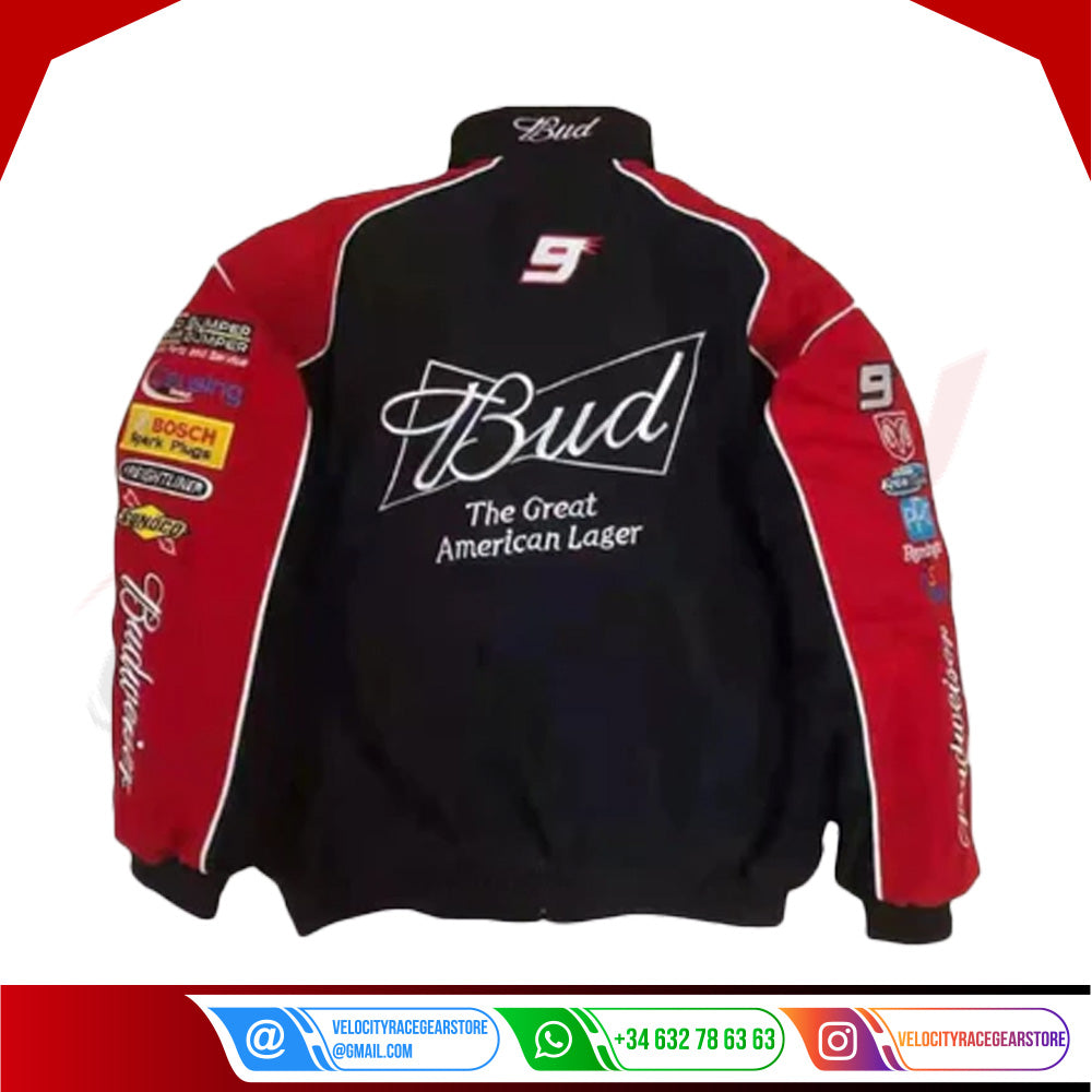 Budweiser F1 Official Embroidered Racing Jacket - Velocity Racegear-Budweiser F1 Official Embroidered Racing Jacket - Velocity Racegear-F1 jacket