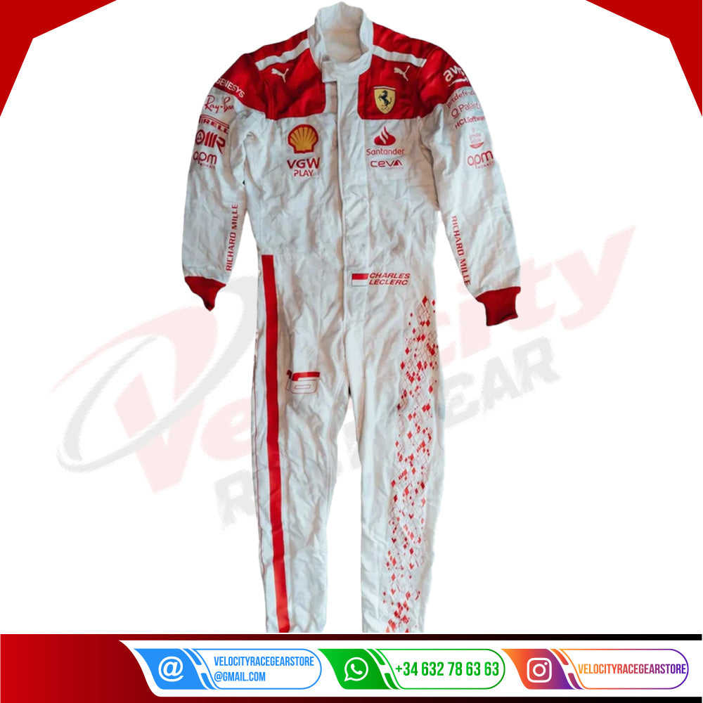 Charles Leclerc Ferrari 2023 F1 Race Suit - Monaco GP - Velocity Racegear-Charles Leclerc Ferrari 2023 F1 Race Suit - Monaco GP - Velocity Racegear-F1 Racing Suit