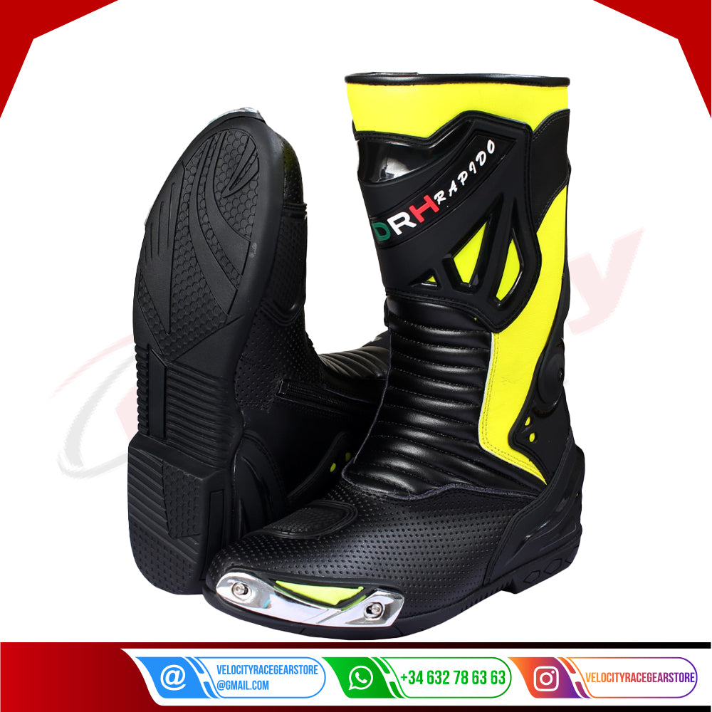 DRH Leather Motorbike Boots with Superior Protection and Comfort - Velocity Racegear-null