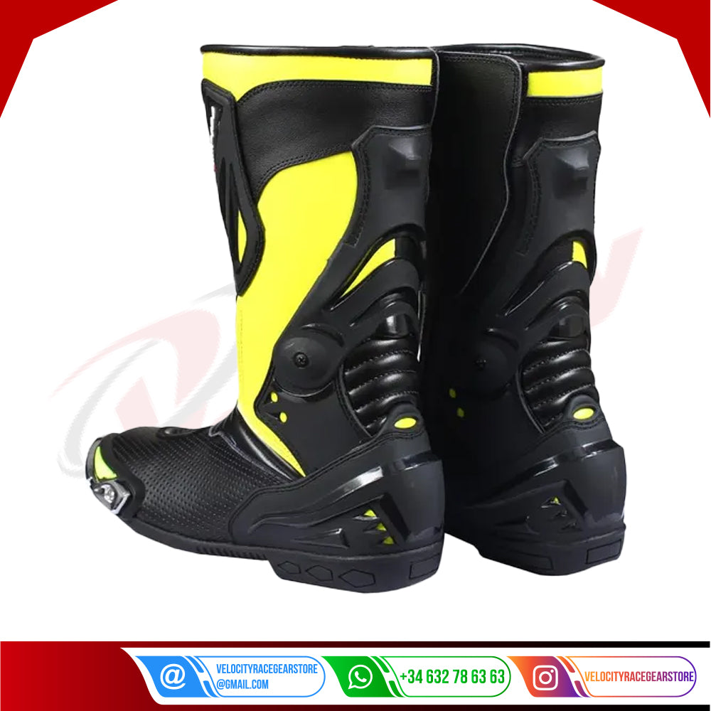 DRH Leather Motorbike Boots with Superior Protection and Comfort - Velocity Racegear-null
