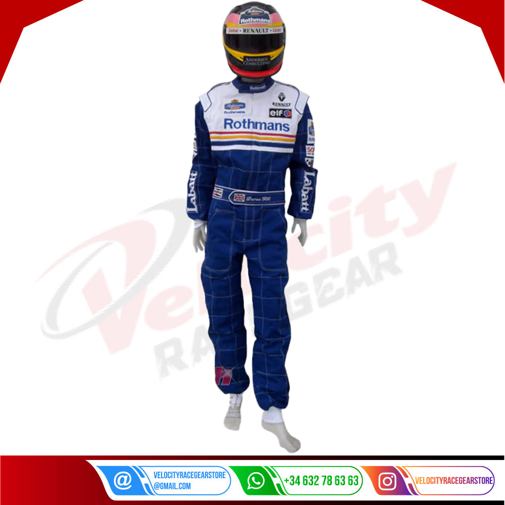Damon Hill 1997 Williams F1 Embroidered Racing Suit - Velocity Racegear-Damon Hill 1997 Williams F1 Embroidered Racing Suit - Velocity Racegear-F1 Racing Suit
