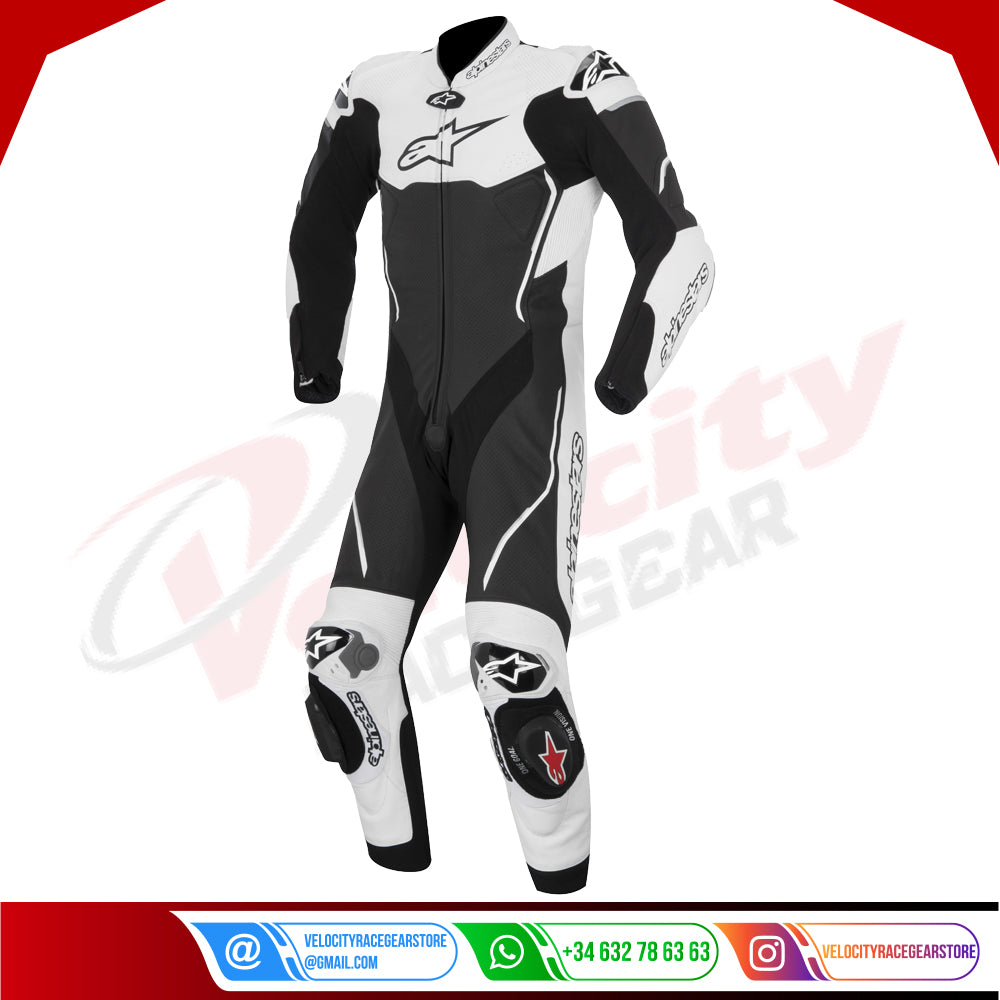 Divisible Alpinestars overalls Moto ATEM 2PC Leather Suit 2015 Black White - Velocity Racegear-null