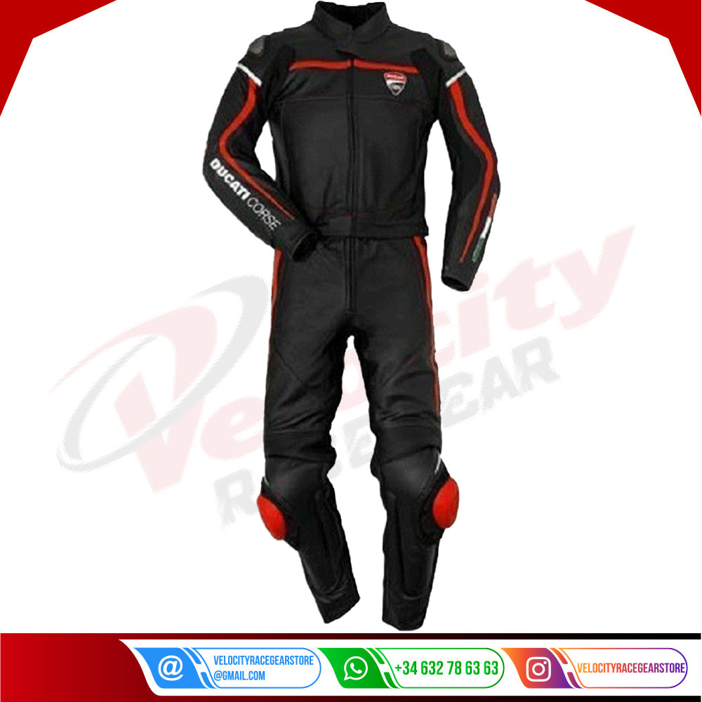 Ducati Black Motorbike Leather Suit - Velocity Racegear-null