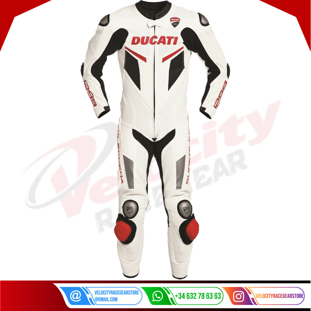 Ducati White Leather Race Suit - Velocity Racegear-null