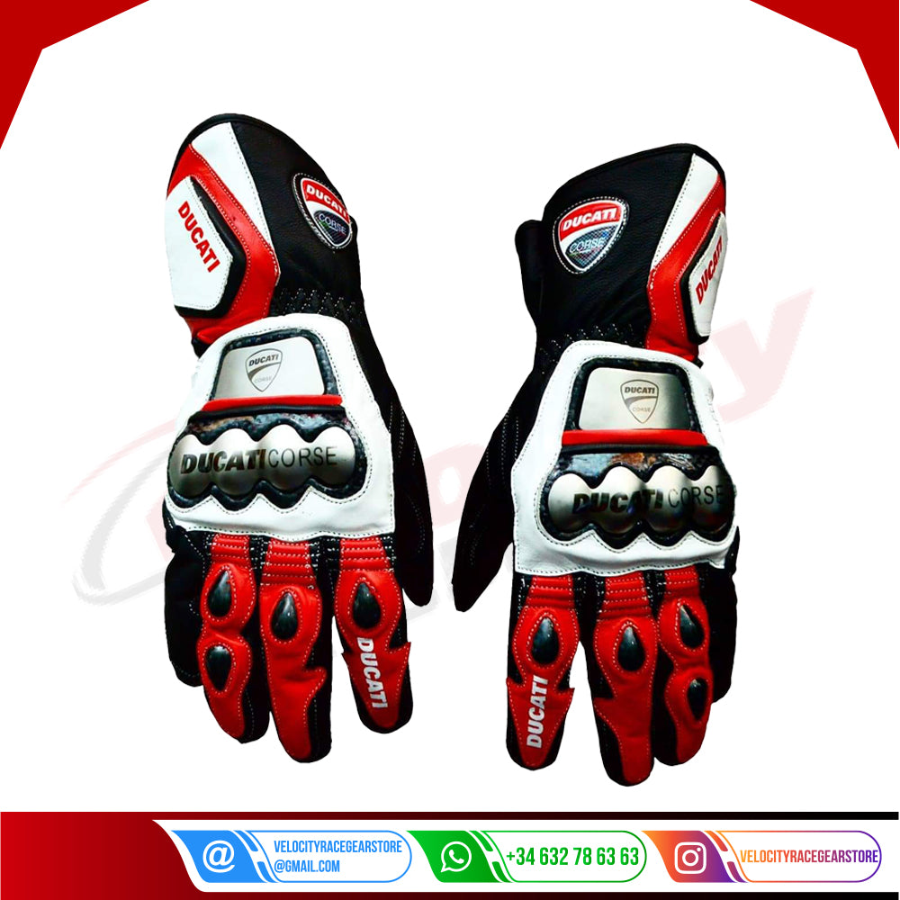 Ducati Motorcycle MotoGP Racing Leather Gloves Men's -Leather Motorcycle Gloves for Ultimate Protection