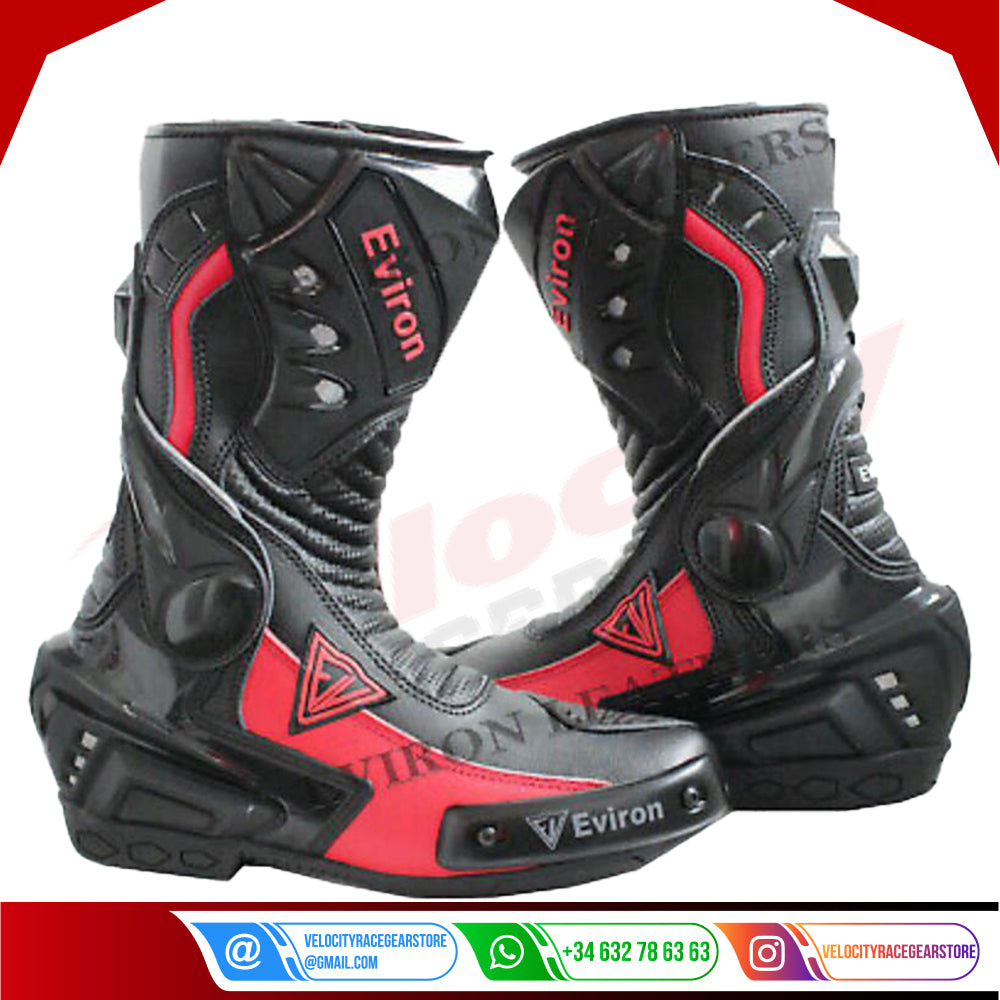 EViron Motorcycle Motorbike Leather Boots Rossi Multi colour VR Waterproof - Velocity Racegear-null