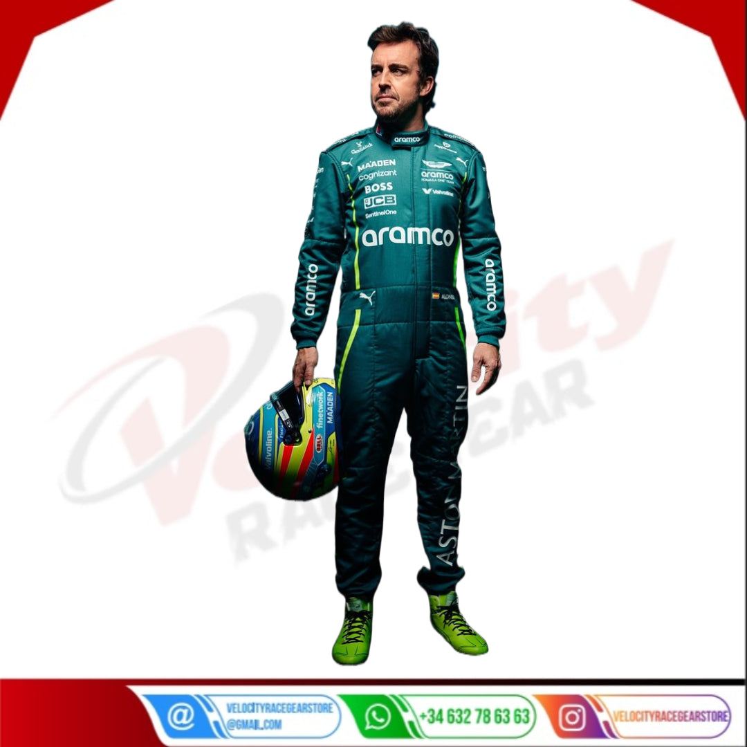 Fernando Alonso 2025 Aston Martin Aramco F1 Team Racing Suit - Velocity Racegear-Sebastian Vettel Aston Martin F1 drivers 2021 Race Suit - Velocity Racegear-F1 Racing Suit