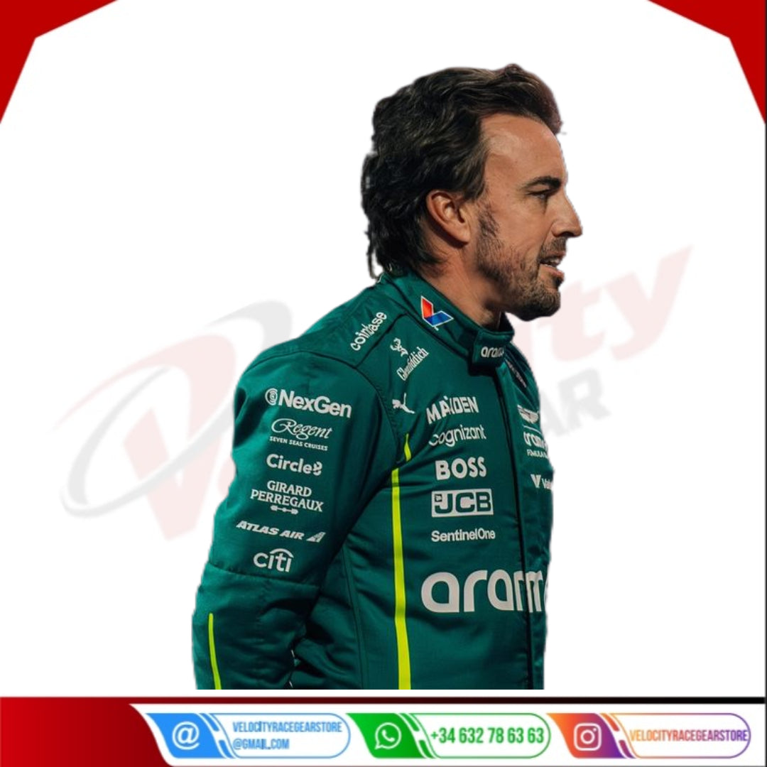 Fernando Alonso 2025 Aston Martin Aramco F1 Team Racing Suit - Velocity Racegear-Sebastian Vettel Aston Martin F1 drivers 2021 Race Suit - Velocity Racegear-F1 Racing Suit
