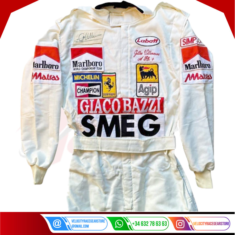 GILLES VILLENEUVE SIGNED Ferrari 1980 F1 REPLICA Race SUIT - Velocity Racegear-GILLES VILLENEUVE SIGNED Ferrari 1980 F1 REPLICA Race SUIT - Velocity Racegear-F1 Racing Suit