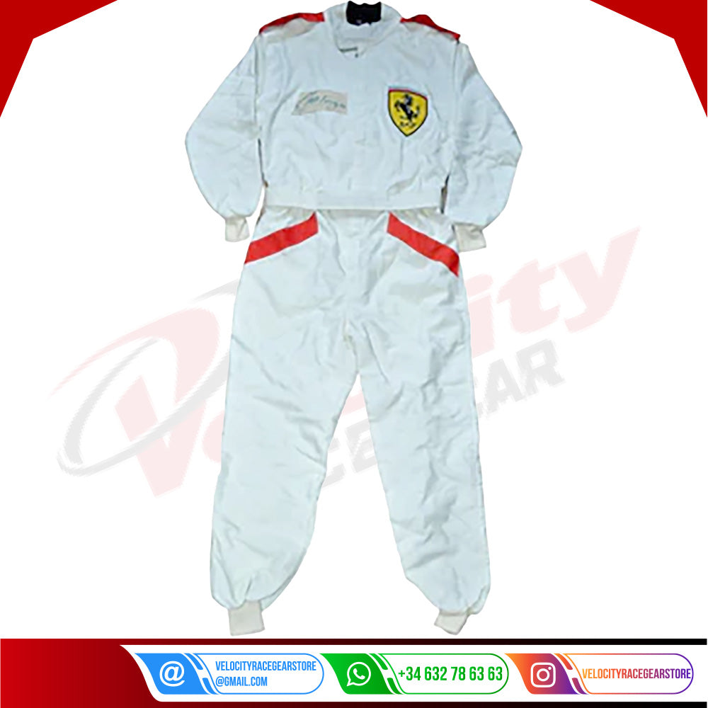 Juan Manuel Fangio SIGNED VINTAGE FERRARI F1 REPLICA Race SUIT - Velocity Racegear-Juan Manuel Fangio SIGNED VINTAGE FERRARI F1 REPLICA Race SUIT - Velocity Racegear-F1 Racing Suit