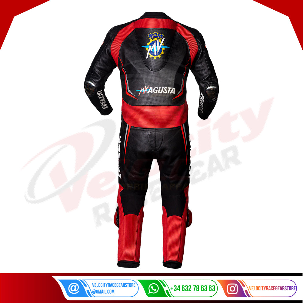 MV Agusta Black and Red Leather Race Suit - Velocity Racegear-null
