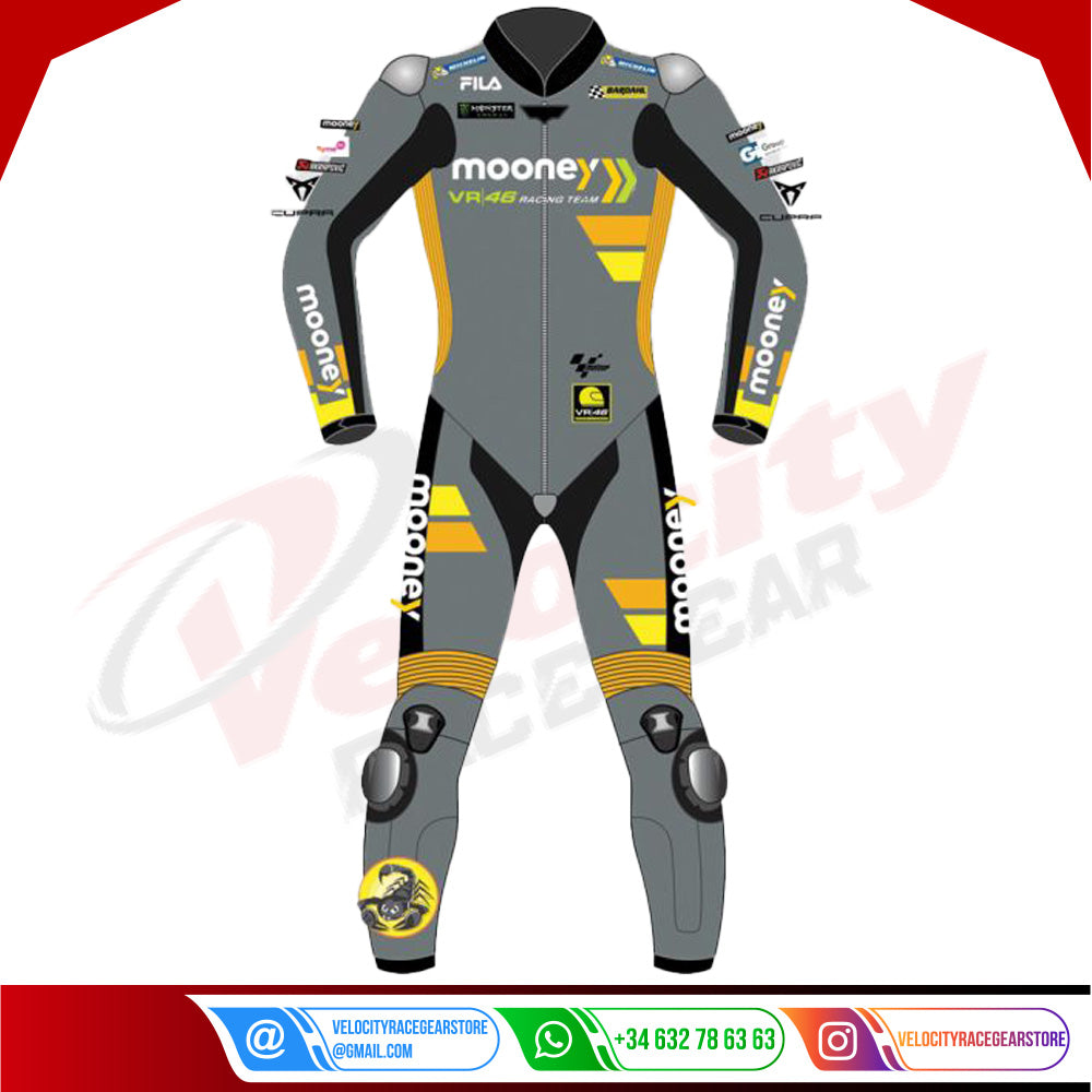 Marco Bezzecchi Mooney VR46 Racing Leather Suit MotoGP 2022 - Velocity Racegear-null