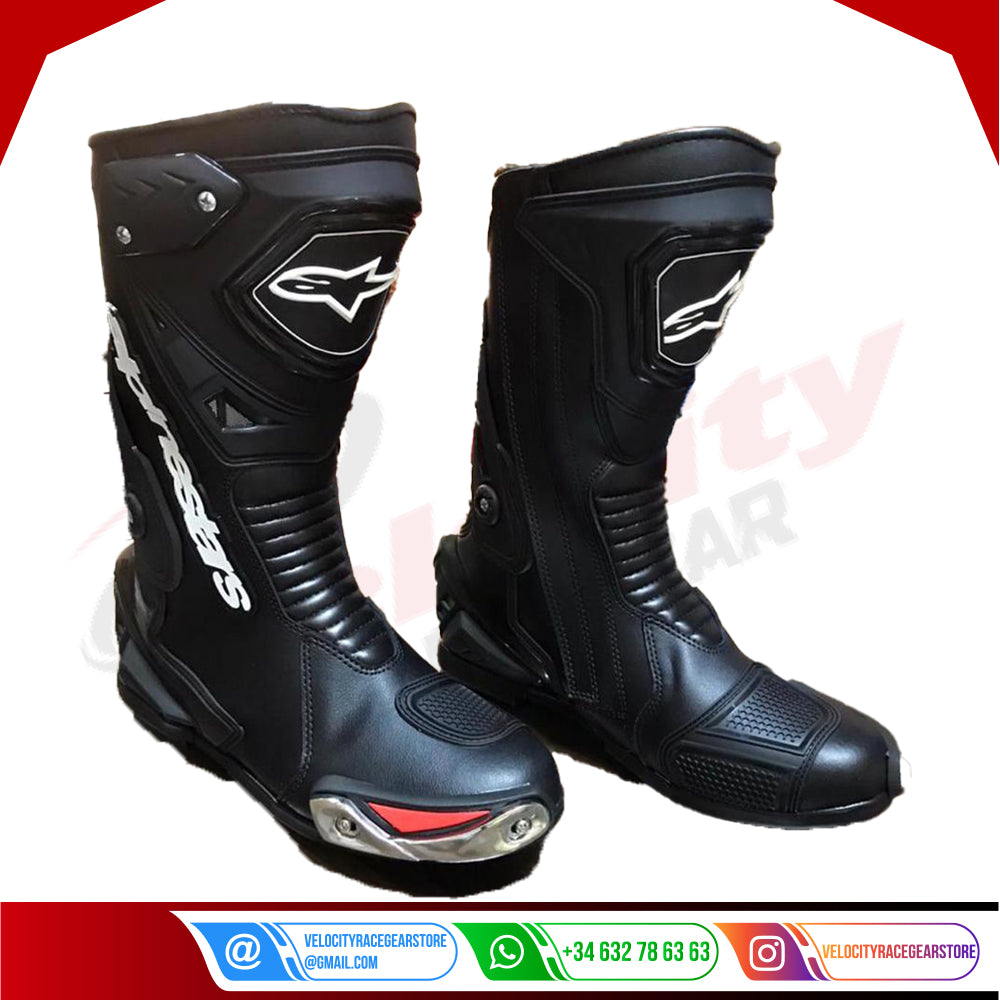 Mens Leather Long Black & Motorbike Motorcycle Racing Sports Shoes Boots
