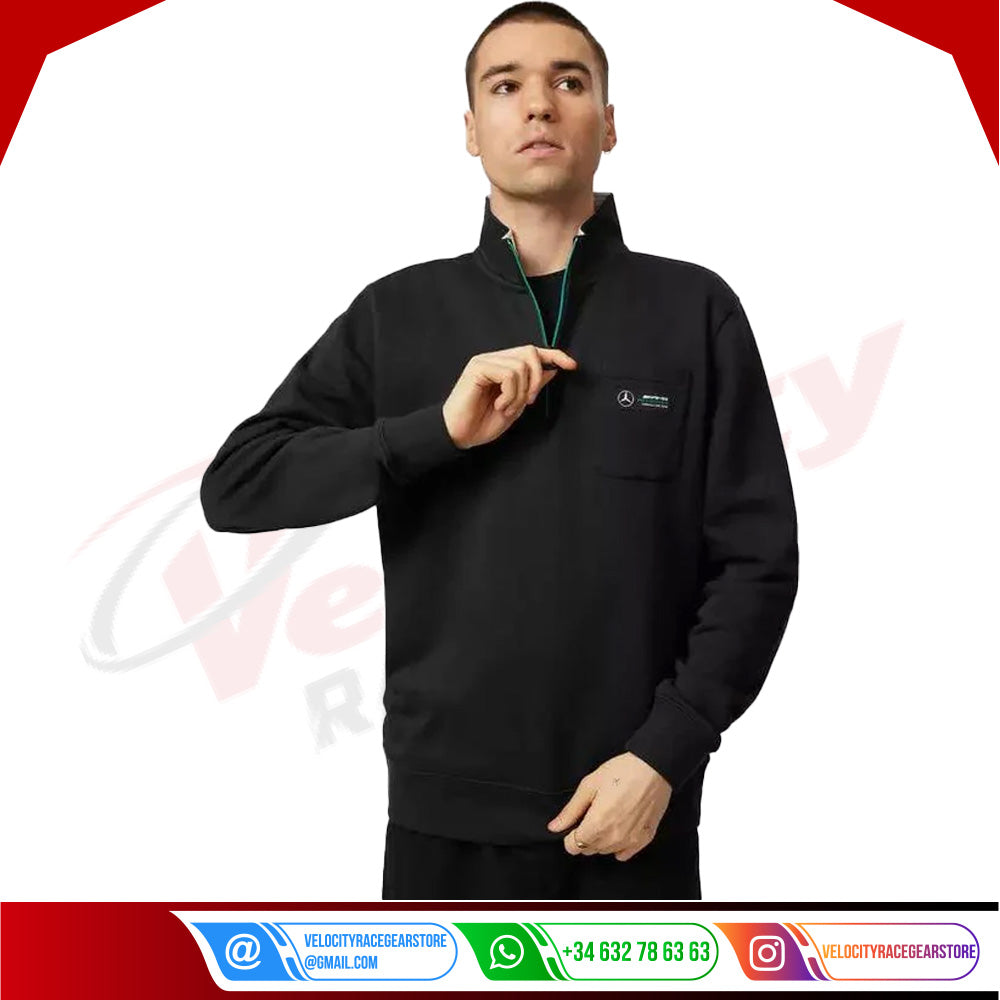 Mercedes-AMG F1 Quarter Zip Sweatshirt - Velocity Racegear-Mercedes-AMG F1 Quarter Zip Sweatshirt - Velocity Racegear-F1 Polo Shirts