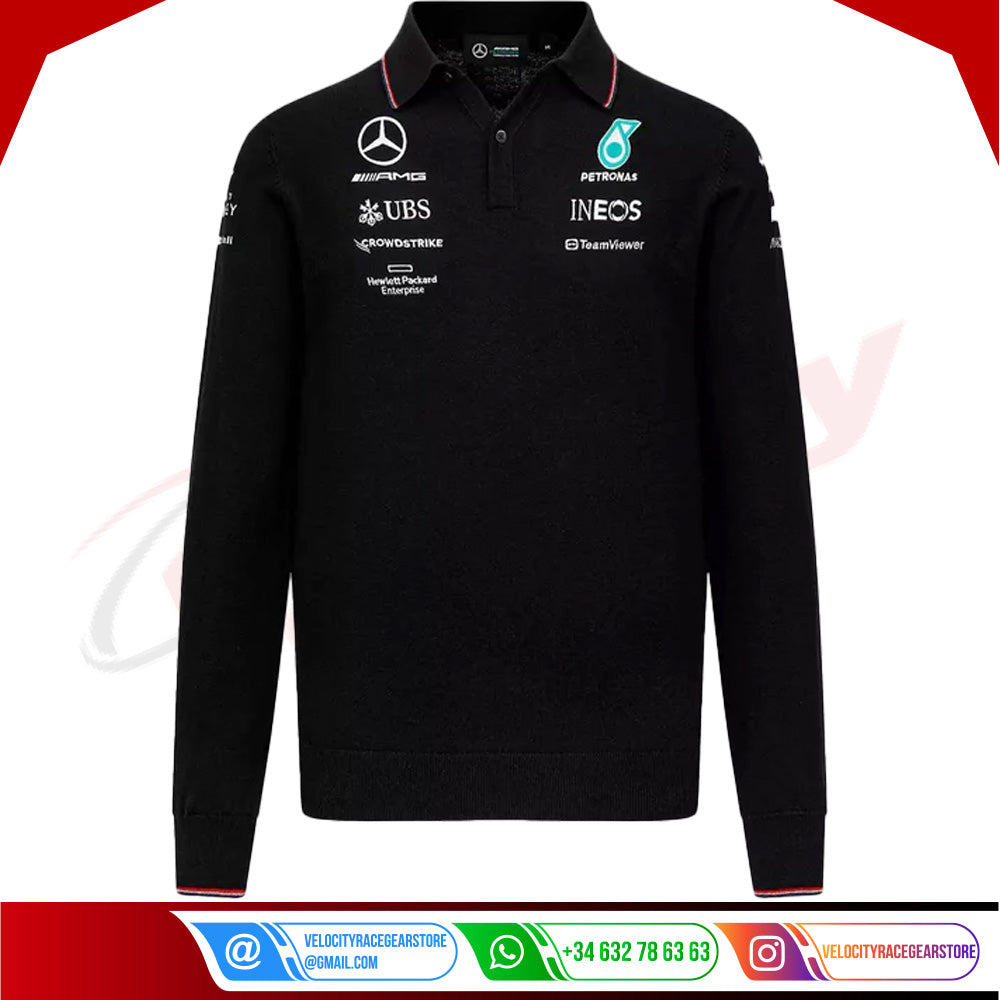 Mercedes-AMG Petronas 2023 Team Longsleeve Polo - Velocity Racegear-Mercedes-AMG Petronas 2023 Team Longsleeve Polo - Velocity Racegear-F1 Polo Shirts