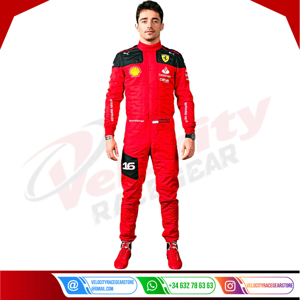 New Charles Leclerc 2023 Race Suit Ferrari F1 - Velocity Racegear-New Charles Leclerc 2023 Race Suit Ferrari F1 - Velocity Racegear-F1 Racing Suits