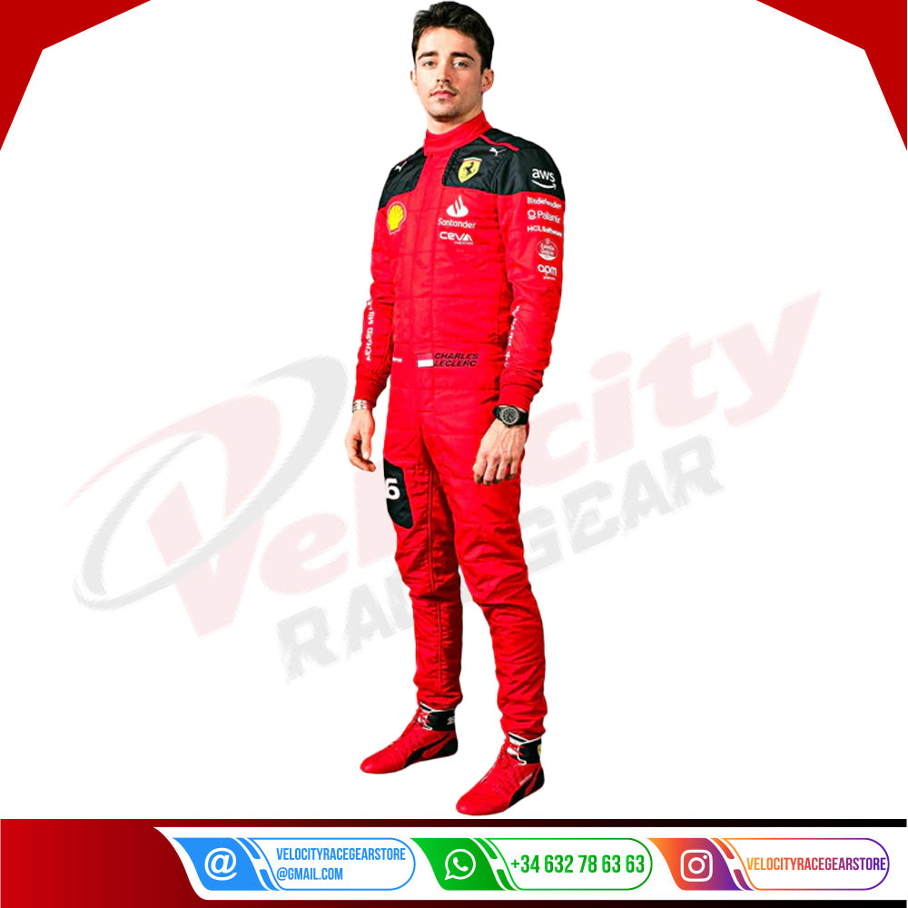 New Charles Leclerc 2023 Race Suit Ferrari F1 - Velocity Racegear-New Charles Leclerc 2023 Race Suit Ferrari F1 - Velocity Racegear-F1 Racing Suits