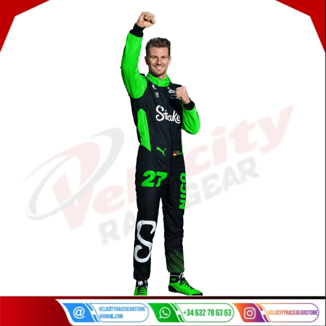 Nico Hülkenberg 2025 Stake F1 Team Replica Race Suit | FIA Level 2 Certified | Customizable Motorsport Suit for Germany, USA, UK, Australia | Premium Racing Gear for Hockenheim, Austin, Melbourne