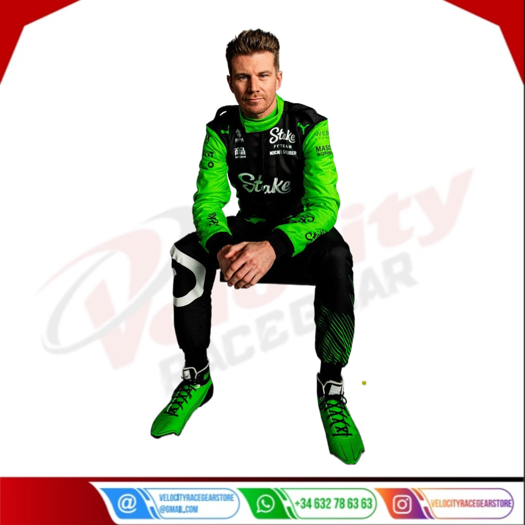 Nico Hülkenberg 2025 Stake F1 Team Replica Race Suit | FIA Level 2 Certified | Customizable Motorsport Suit for Germany, USA, UK, Australia | Premium Racing Gear for Hockenheim, Austin, Melbourne