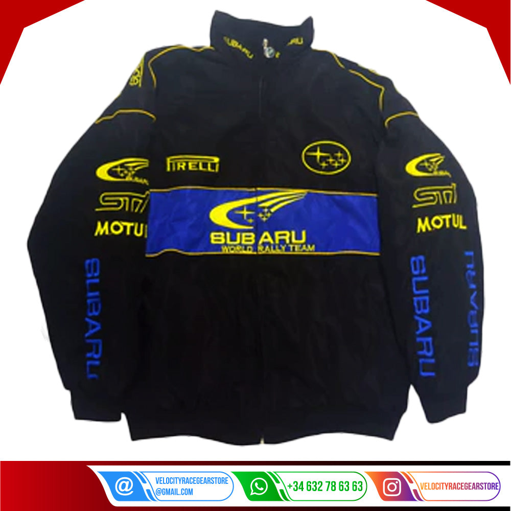 Subaru F1 Racing Y2K Embroidered Bomber Jacket - Velocity Racegear-Subaru F1 Racing Y2K Embroidered Bomber Jacket - Velocity Racegear-F1 jacket