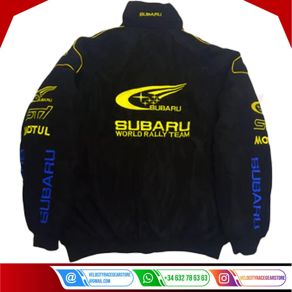 Subaru F1 Racing Y2K Embroidered Bomber Jacket - Velocity Racegear-Subaru F1 Racing Y2K Embroidered Bomber Jacket - Velocity Racegear-F1 jacket