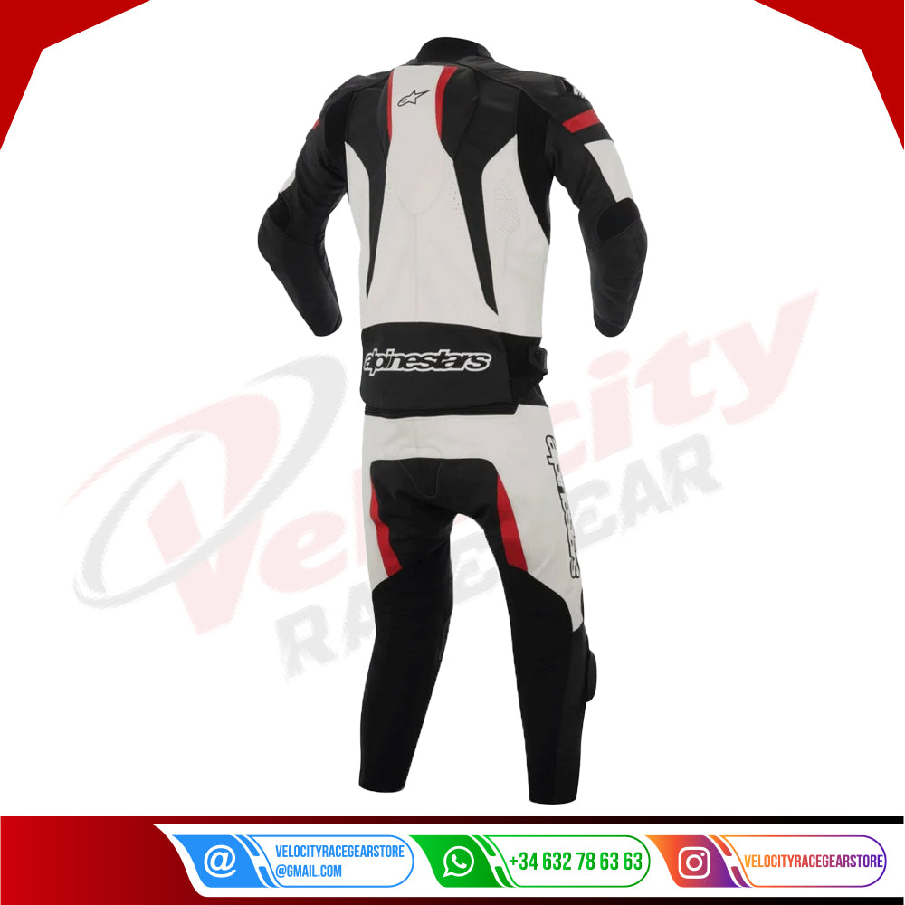 Tuta Motorbike Leather Suit Professional Alpinestars MOTEGI Black White Red - Velocity Racegear-null