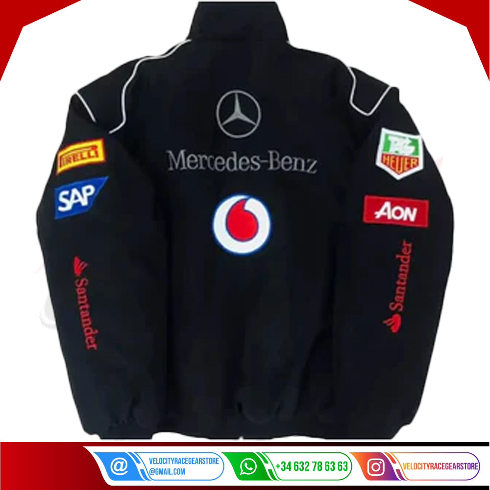 Vintage Edition Black Mercedes F1 Jacket - Velocity Racegear-Vintage Edition Black Mercedes F1 Jacket - Velocity Racegear-F1 jacket