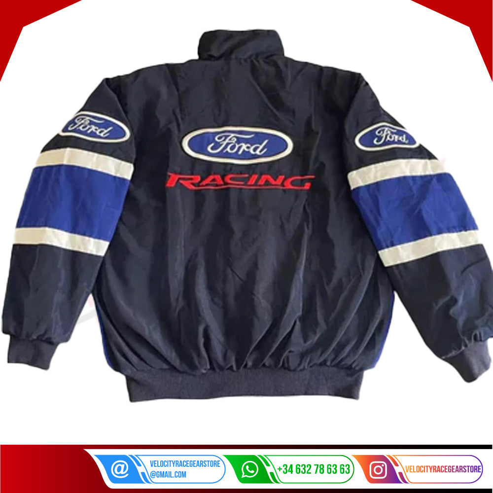 Vintage Ford F1 Racing Embroidered Bomber Jacket - Velocity Racegear-Vintage Ford F1 Racing Embroidered Bomber Jacket - Velocity Racegear-F1 jacket