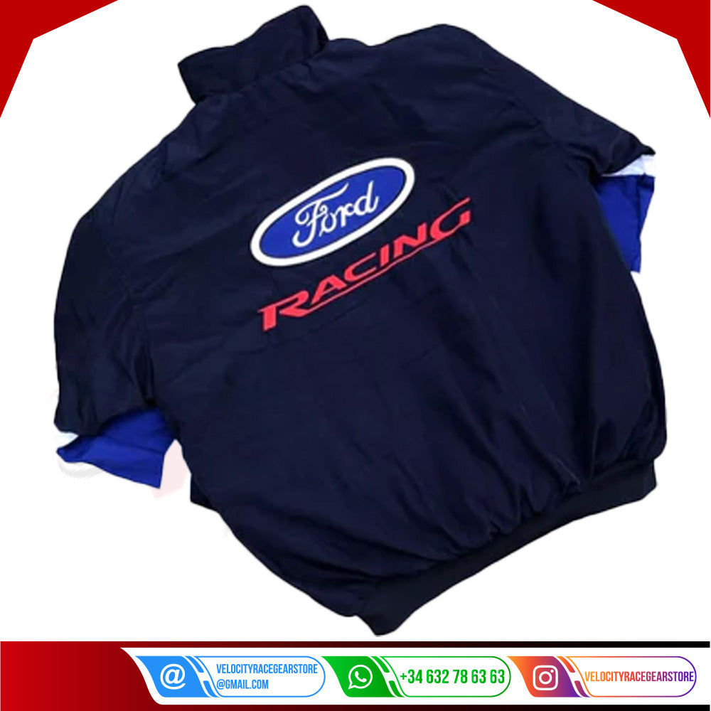 Vintage Ford F1 Racing Embroidered Bomber Jacket - Velocity Racegear-Vintage Ford F1 Racing Embroidered Bomber Jacket - Velocity Racegear-F1 jacket
