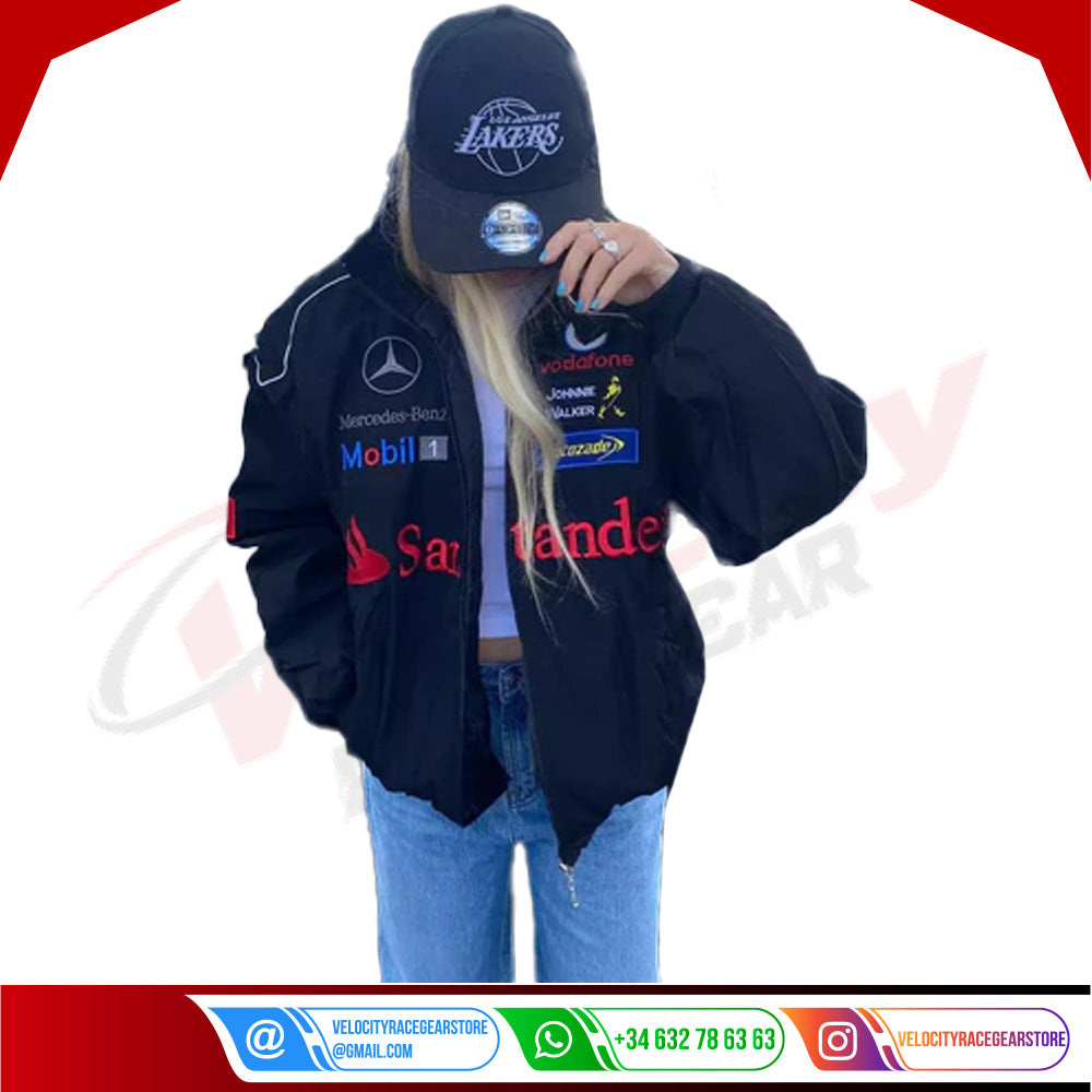 Vintage Mercedes-Benz F1 Embroidered Retro Racing Jacket - Velocity Racegear-Vintage Mercedes-Benz F1 Embroidered Retro Racing Jacket - Velocity Racegear-F1 jacket